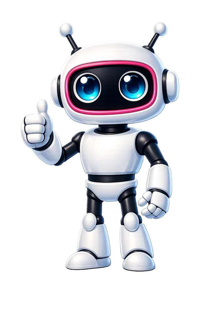 Lingito, the friendly robot mascot, giving a thumbs up