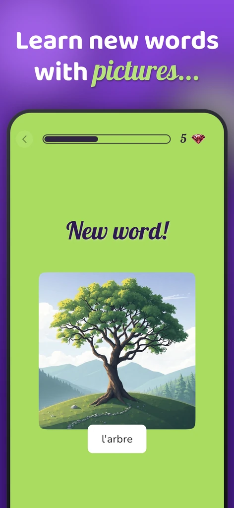 Learning a new word from a picture