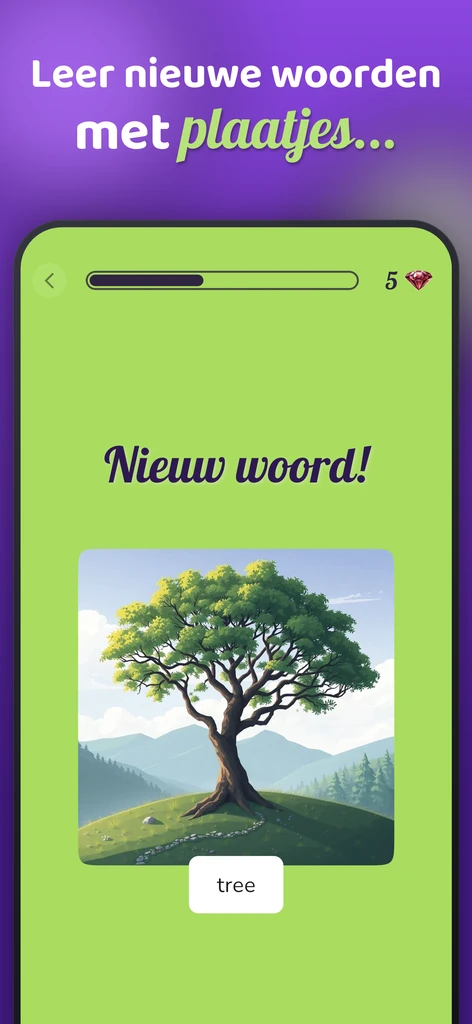 Een nieuw woord leren met een afbeelding